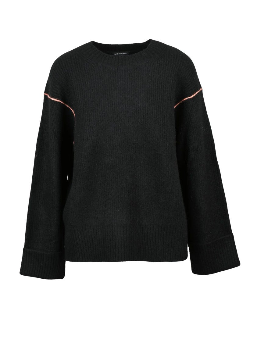 Armani Exchange Ribbed Knit Sweater With Contrasting Stitching