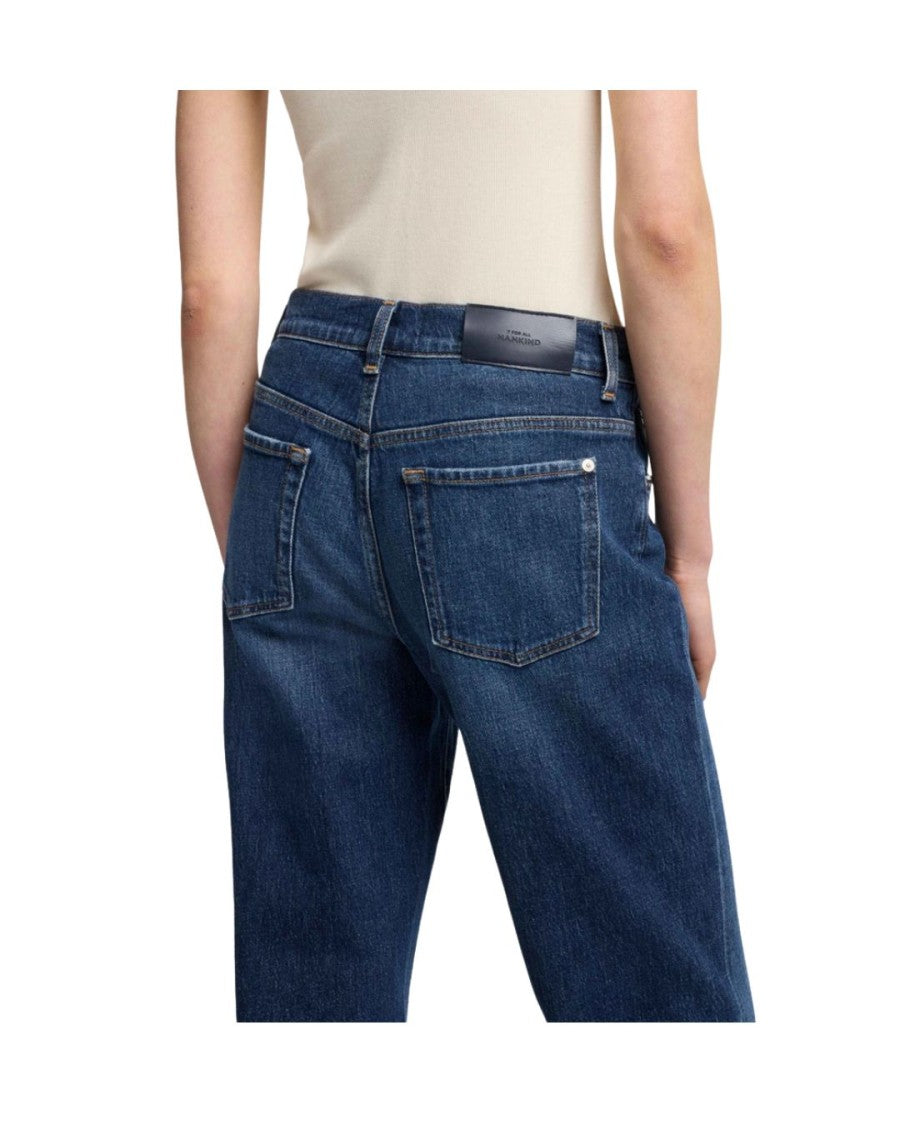 7 For All Mankind High-Waisted Dark Blue Jeans With Relaxed Fit