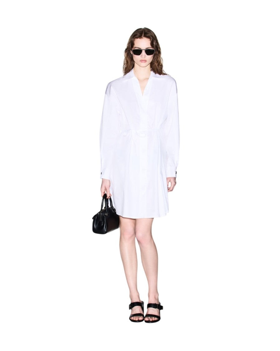 Armani Exchange Minimalist White Dress With Shirt Collar