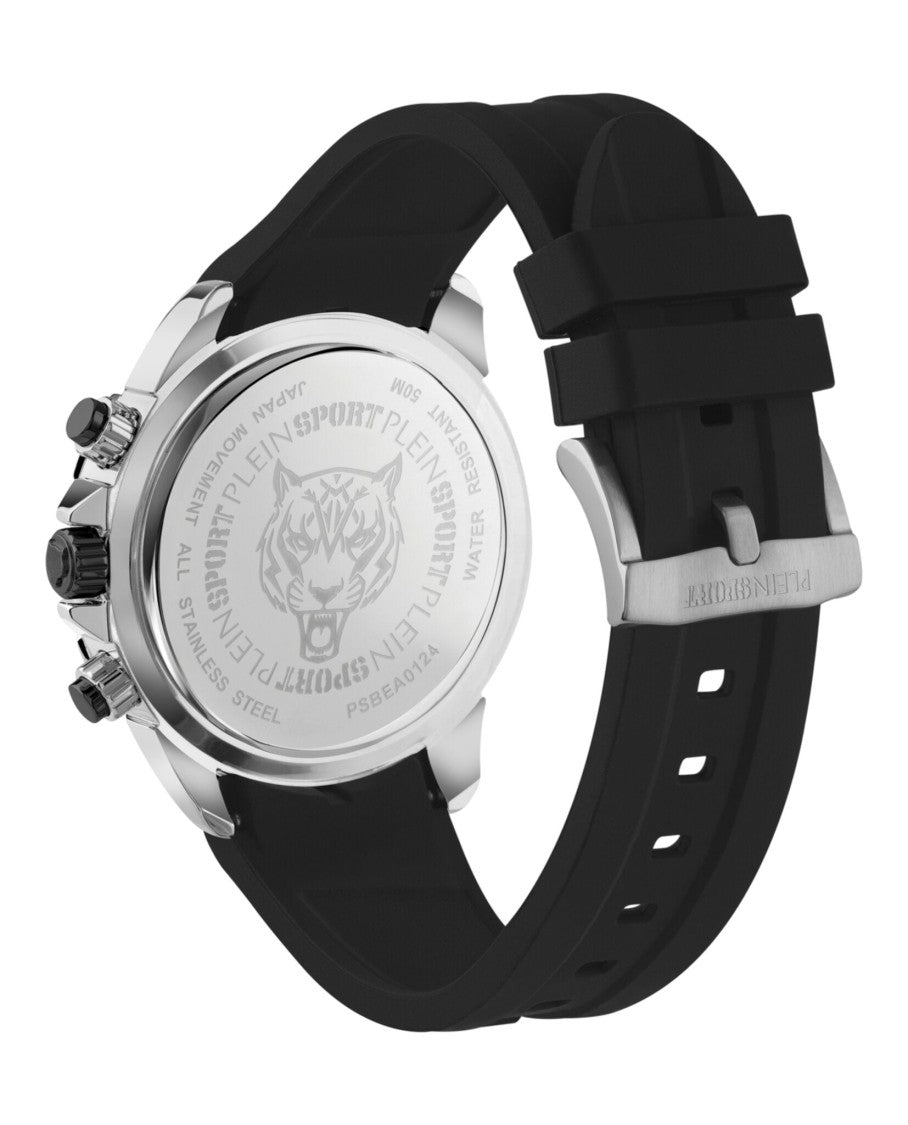 Plein Sport Chronograph Watch With Black Enamel Dial And Stainless Steel Case