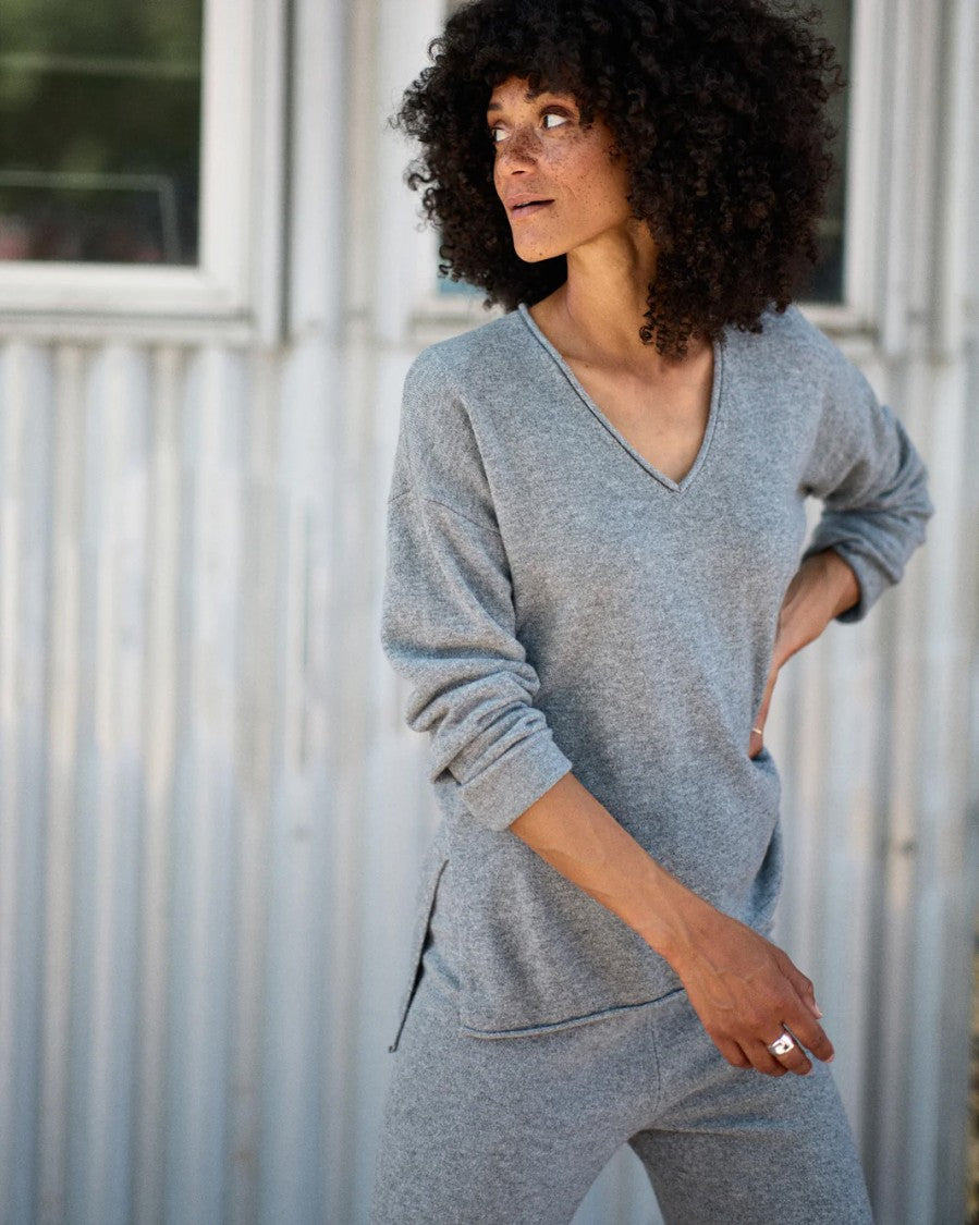 Outerknown Relaxed V-Neck Sweater With Drop Shoulders