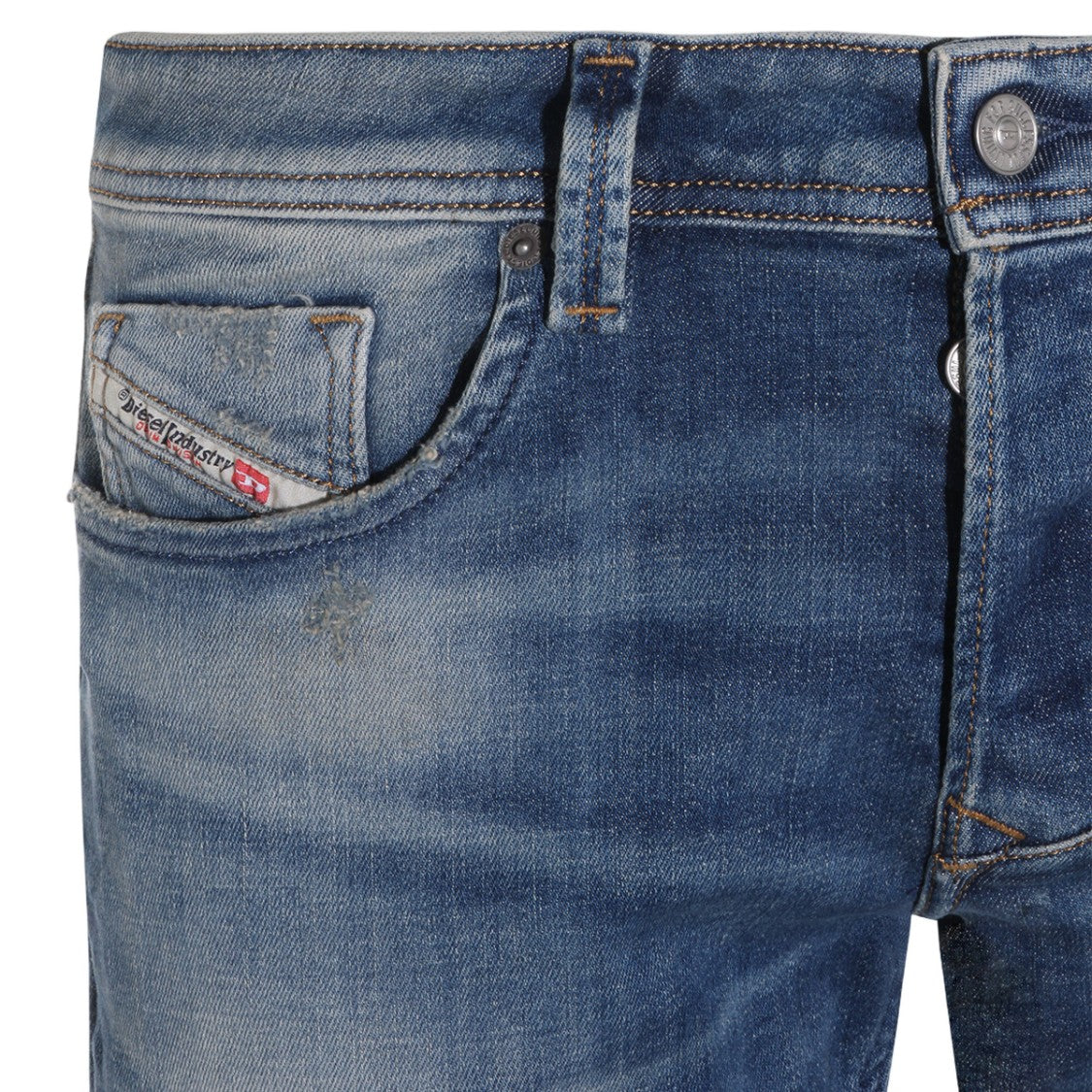 Diesel Straight-Leg Jeans With Medium Blue Wash