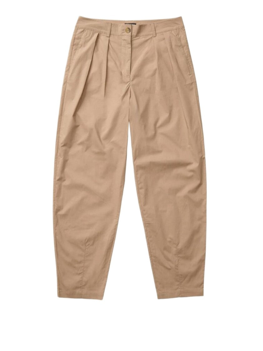 Blauer Beige Trousers With Double Pleats And Tapered Leg