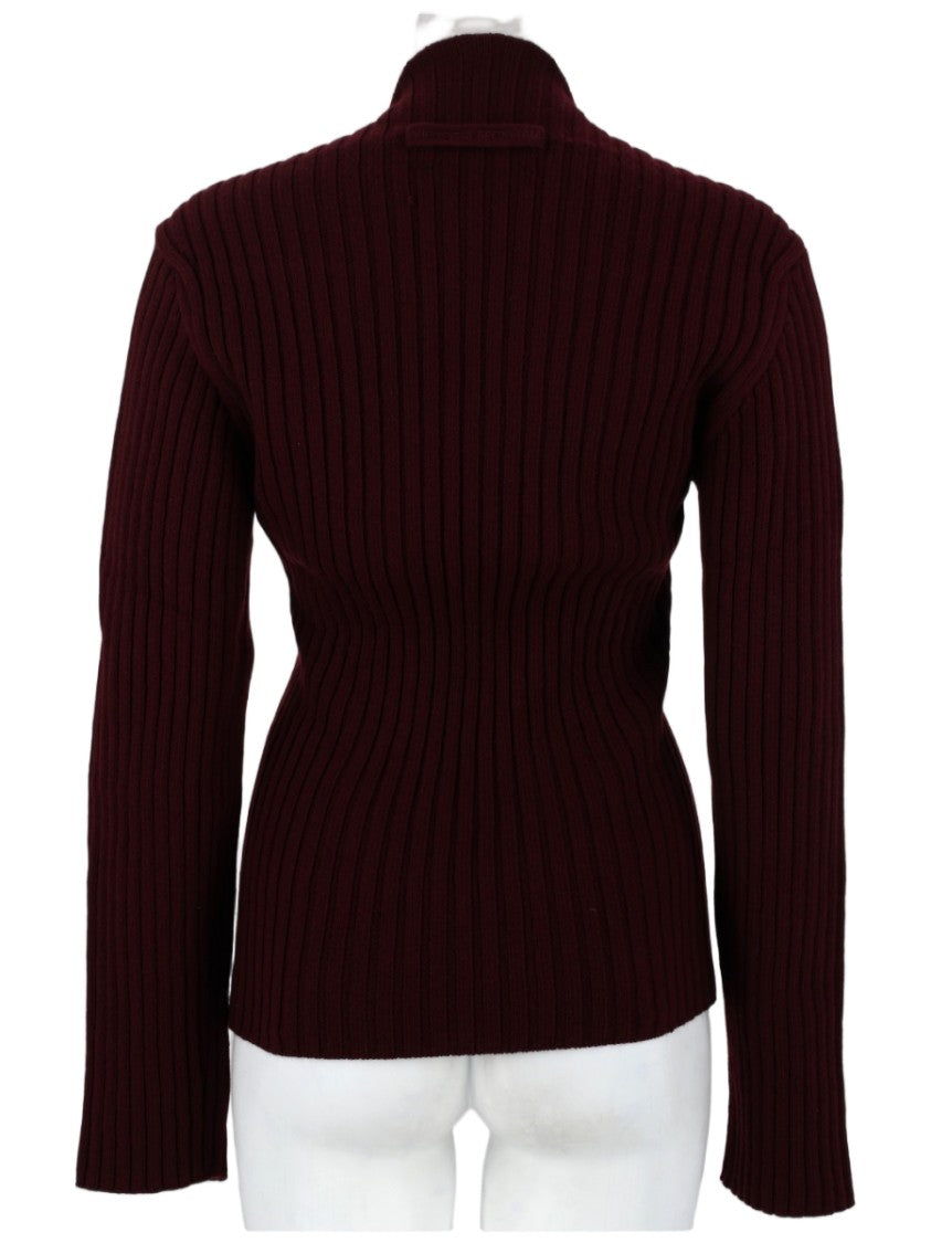 Victoria Beckham Slim-Fit Ribbed Knit Top With High Neckline And Side Slits