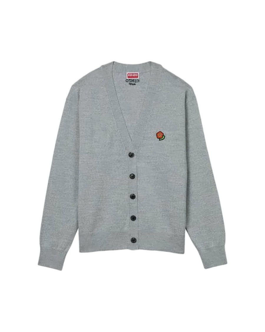 Kenzo Wool Cardigan With Embroidered Rose Detail