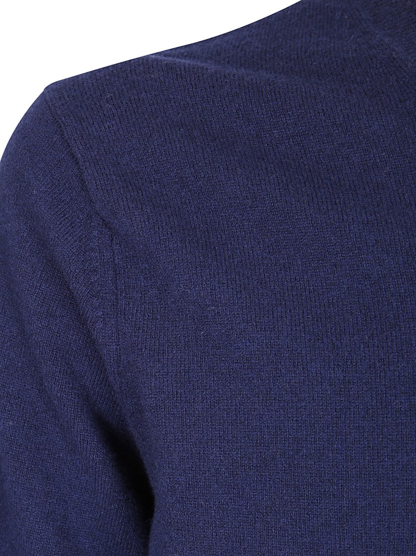 Comme Des Garçons V-Neck Knit Sweater With Ribbed Trim