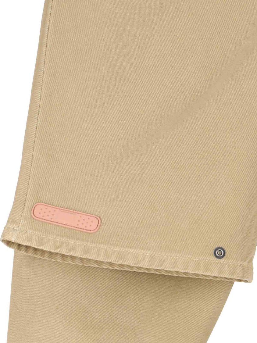 Pdf Wide-Leg Beige Cotton Canvas Pants