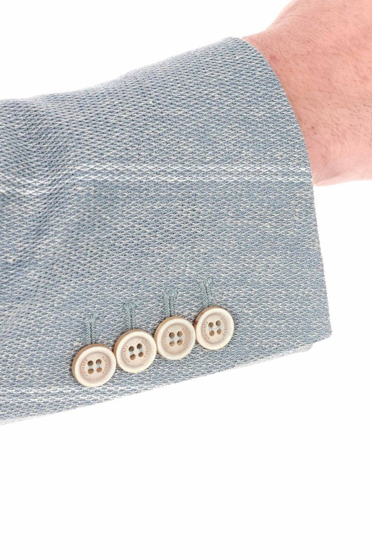 Eleventy Comfort Linen-Cotton Checked Jacket
