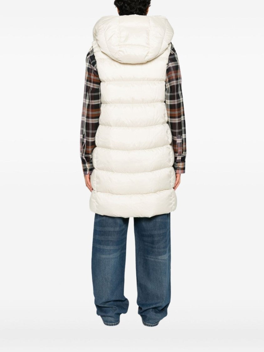 Peuterey Quilted Cream Knitwear Jacket With High Collar