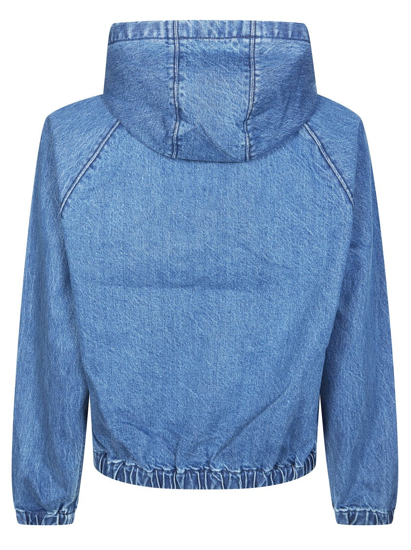 Arte Blue Split Logo Denim Hoodie Jacket