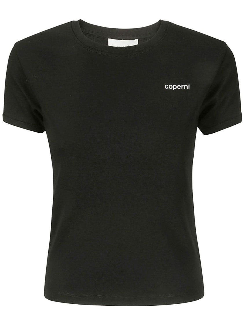 Coperni Minimalist Black Cotton Jersey T-Shirt With Logo Detail