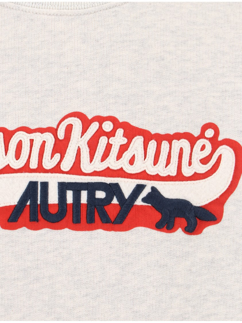 Autry Light Grey Cotton Sweatshirt With Embroidered Logo