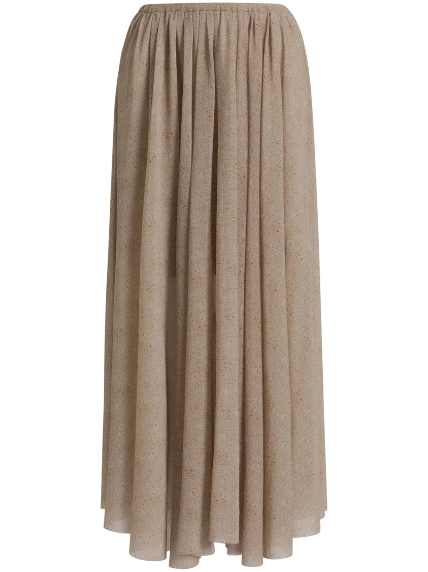 Alberta Ferretti Flowing Gathered Midi Skirt With Elastic Waistband