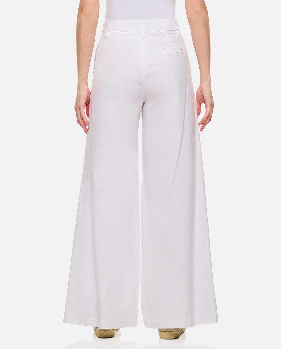 Alberto Biani Relaxed Fit White Cotton Wide Trousers