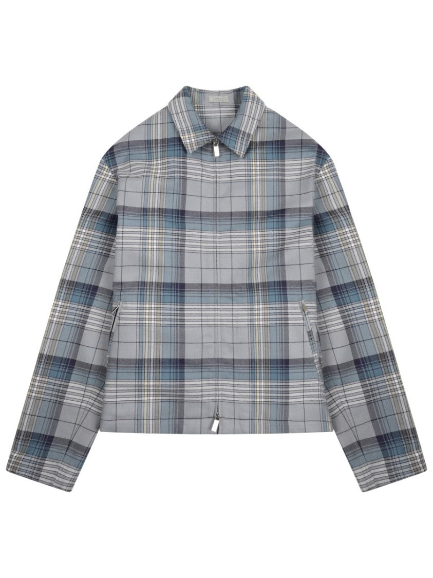 Dior Check Pattern Wool Shirt With Zippered Front