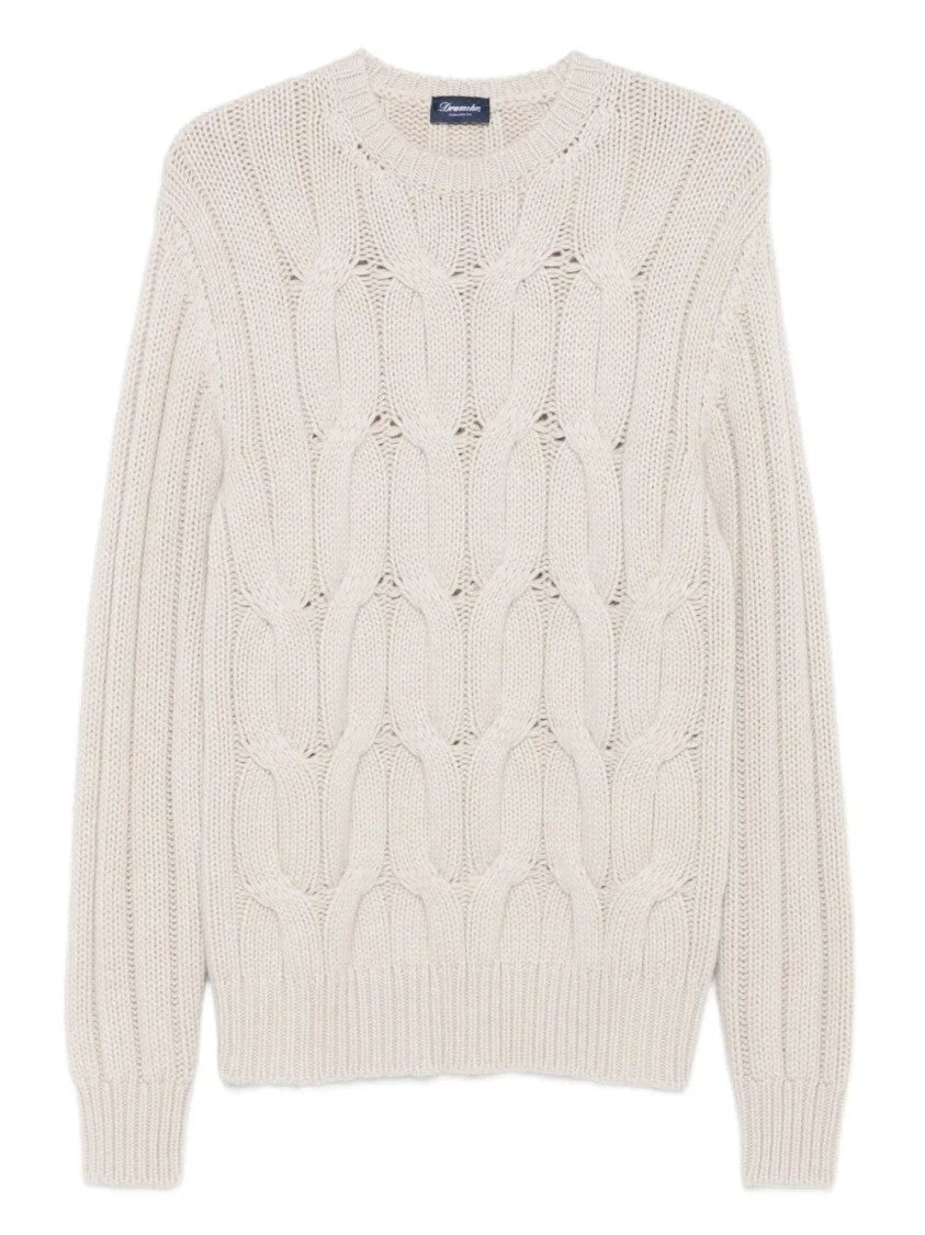 Drumohr Textured Cable Knit Cashmere Sweater