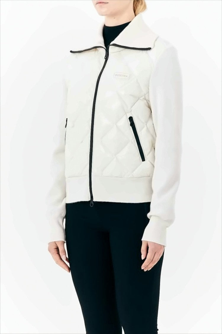 Duvetica Quilted Front Jacket With Knit Sleeves