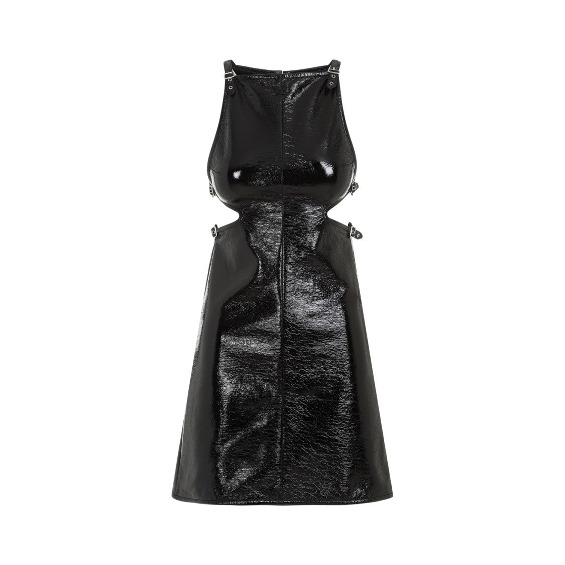 Courrèges Sl Buckle Vinyl Black Cotton Dress