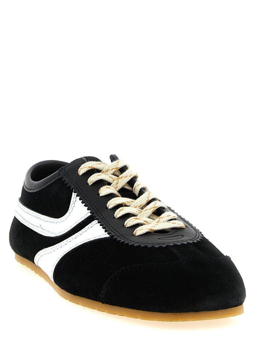 Dries Van Noten Suede Sneakers With Leather Accents And Scalloped Detailing