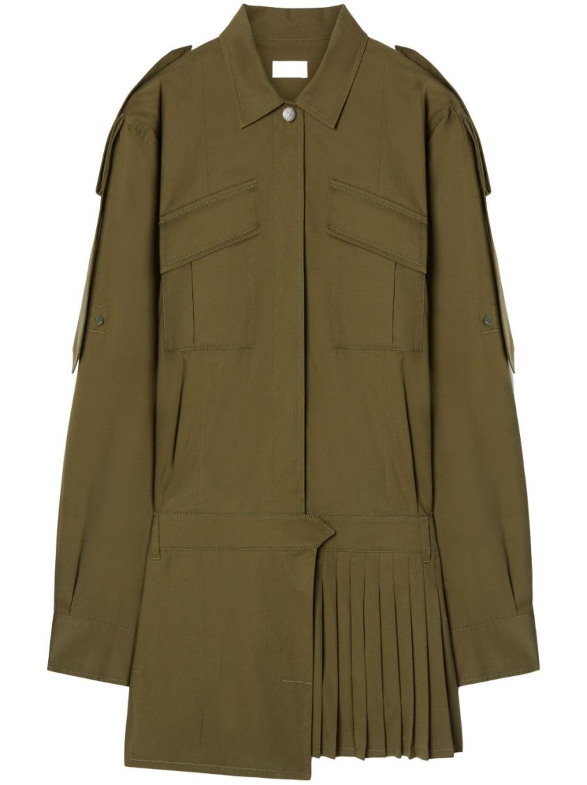 Off-White Military-Inspired Short Dress With Pleated Skirt S