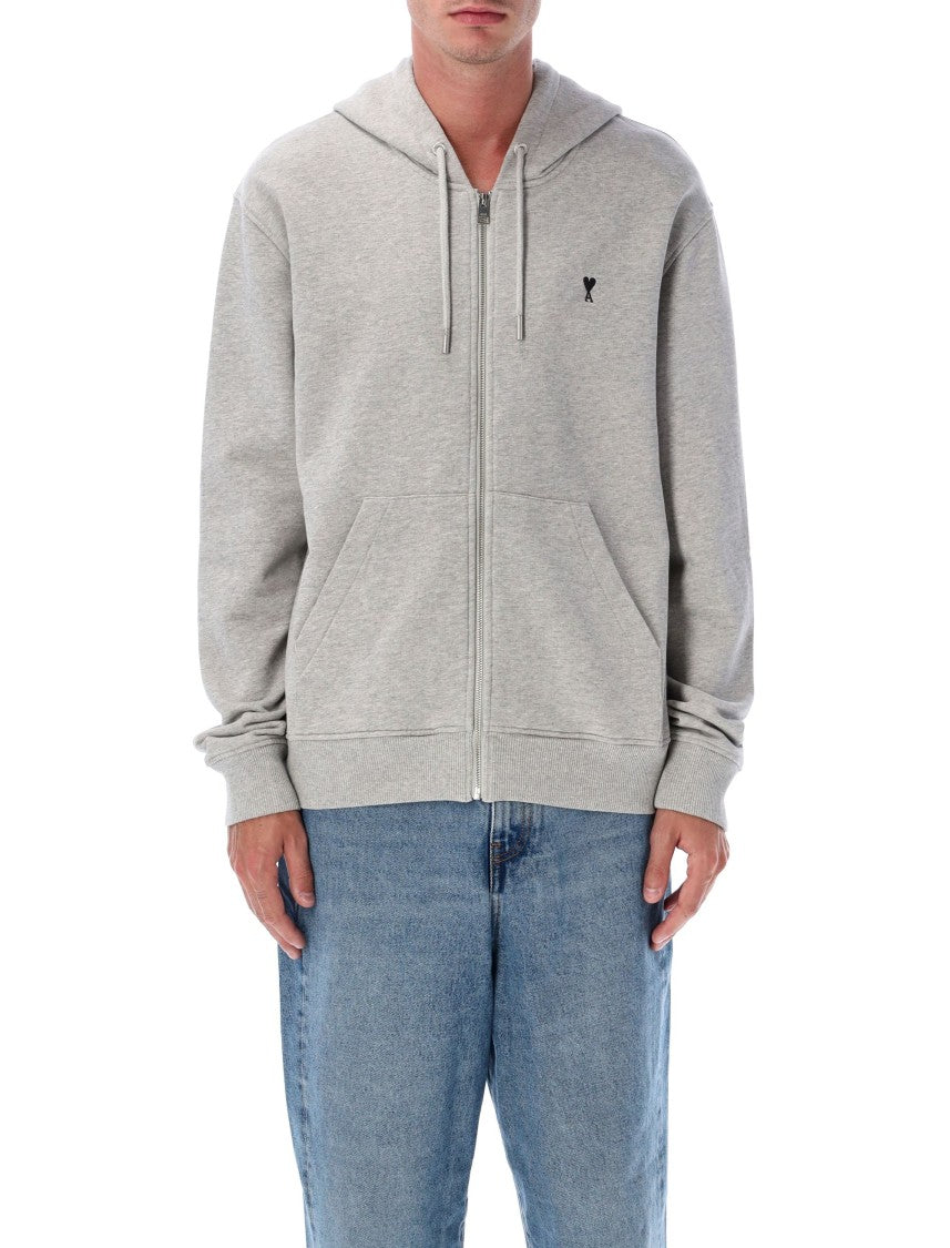 Ami Paris Ami De Coeur Cotton Zip Hoodie
