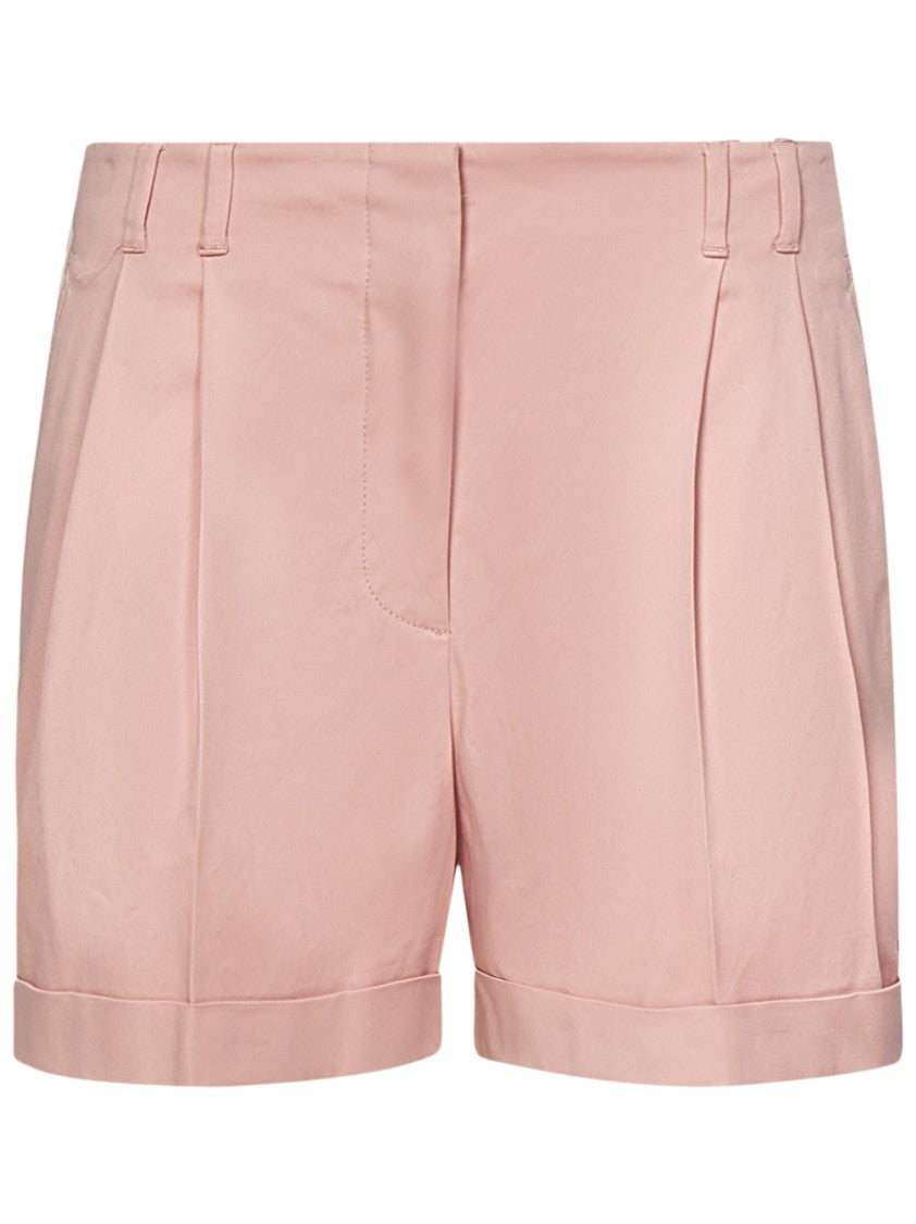 Max Mara Pink Stretch Cotton Gabardine Tailored Shorts