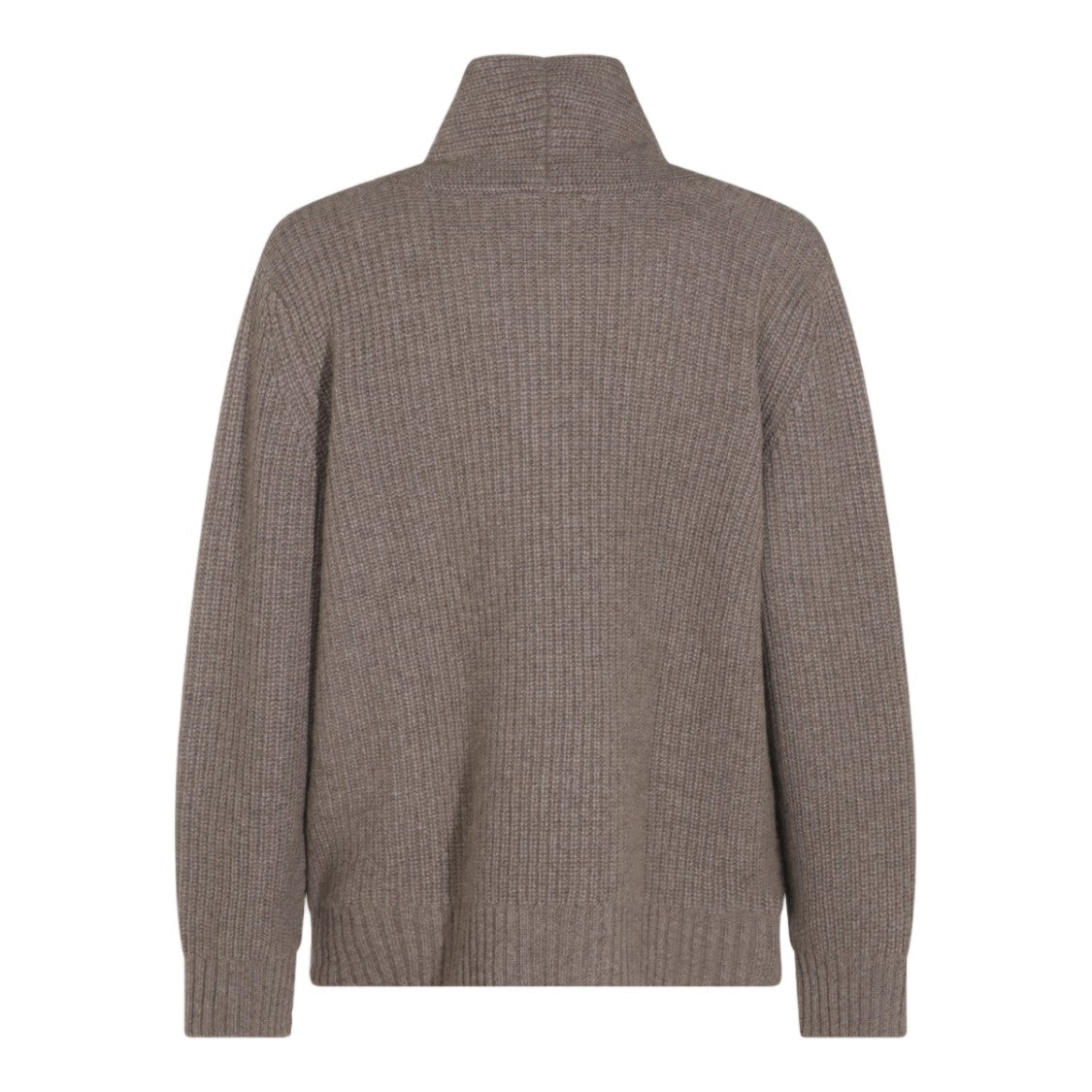 Lisa Yang Double-Breasted Ribbed Knit Shawl Collar Sweater