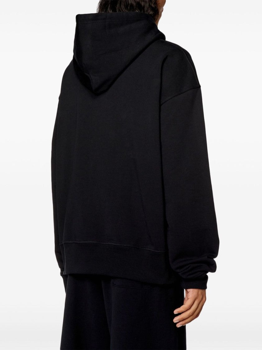 Diesel Black Relaxed Fit Hooded Sweater With Kangaroo Pocket
