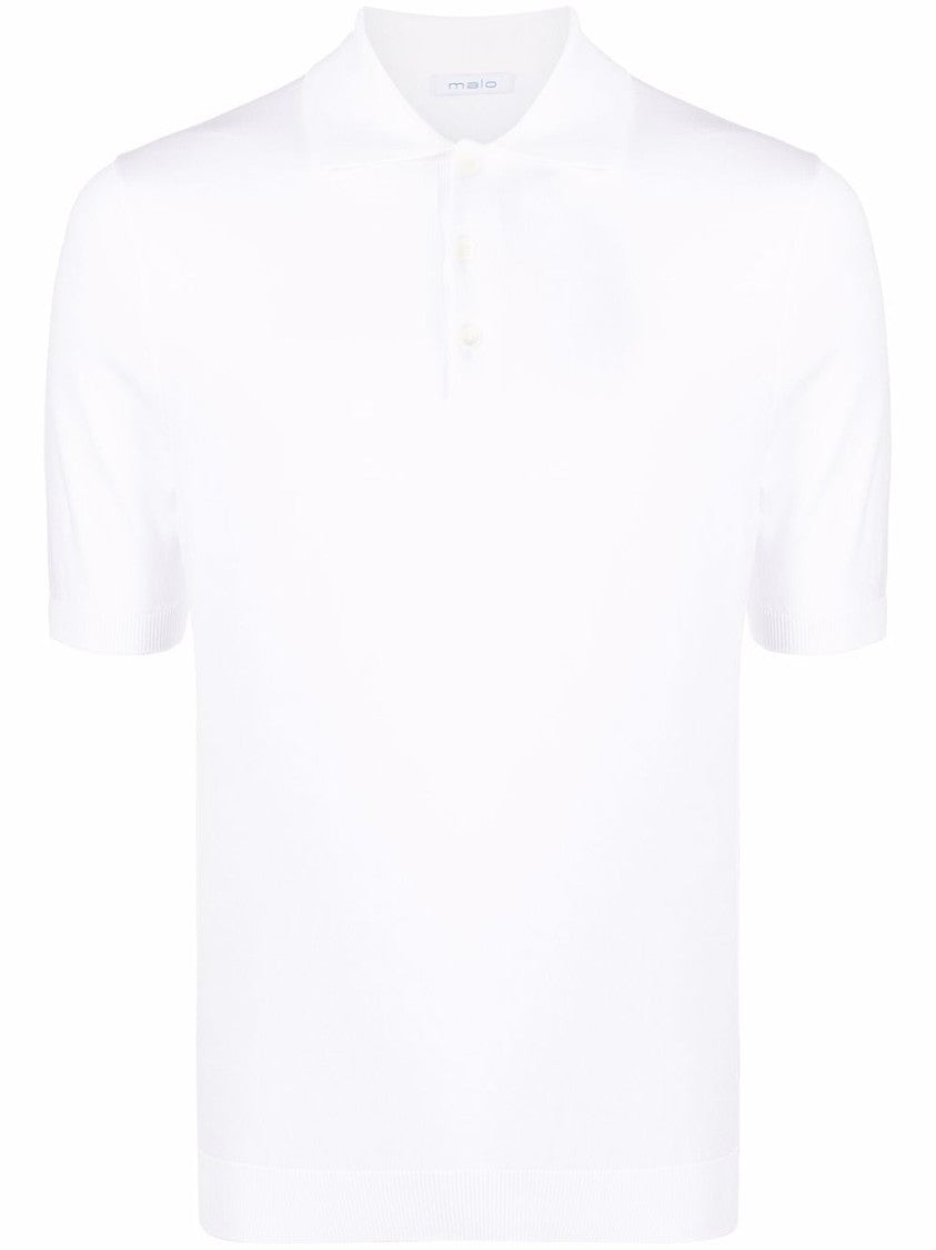 Malo Classic White Polo Shirt With Button Placket