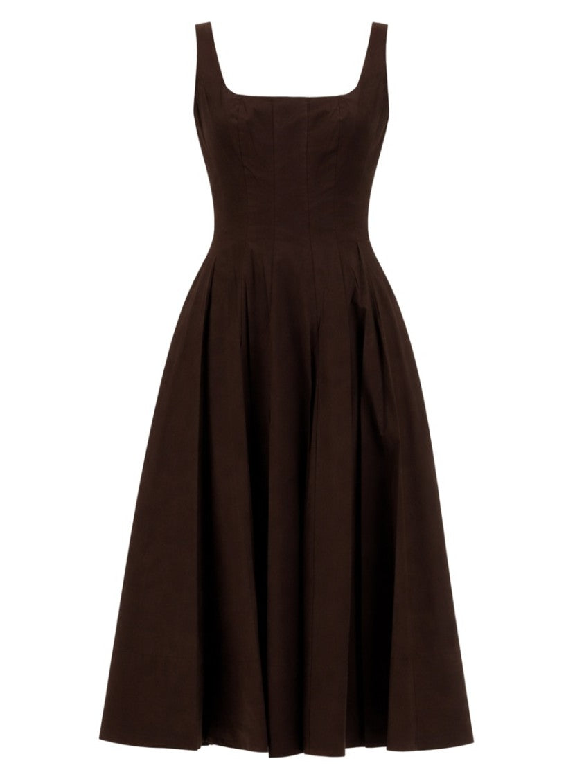 Staud Wells Fitted Cotton-Blend Midi Dress