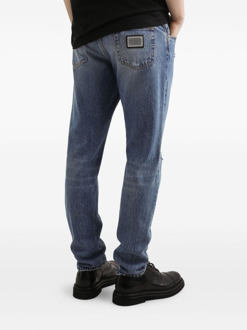 Dolce & Gabbana Distressed Blue Denim Jeans