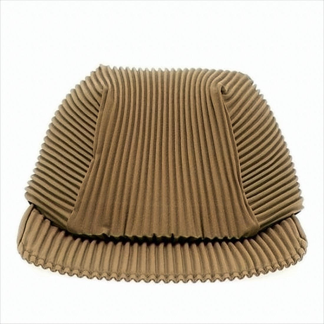 Homme Plissé Issey Miyake Pleated Brown Polyester Cap With Boxy Silhouette