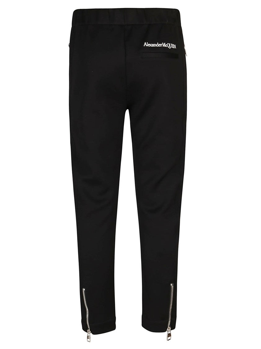 Alexander Mcqueen Slim-Fit Black Cotton Blend Trousers With Zippered Hems