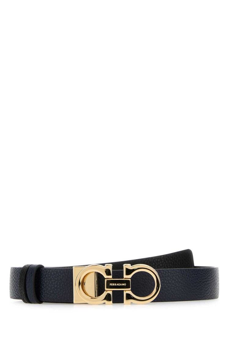 Salvatore Ferragamo Midnight Blue Leather Reversible Belt