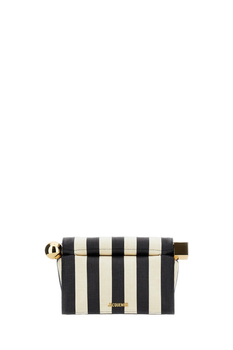 Jacquemus Striped Patchwork Raffia Fold-Over Clutch