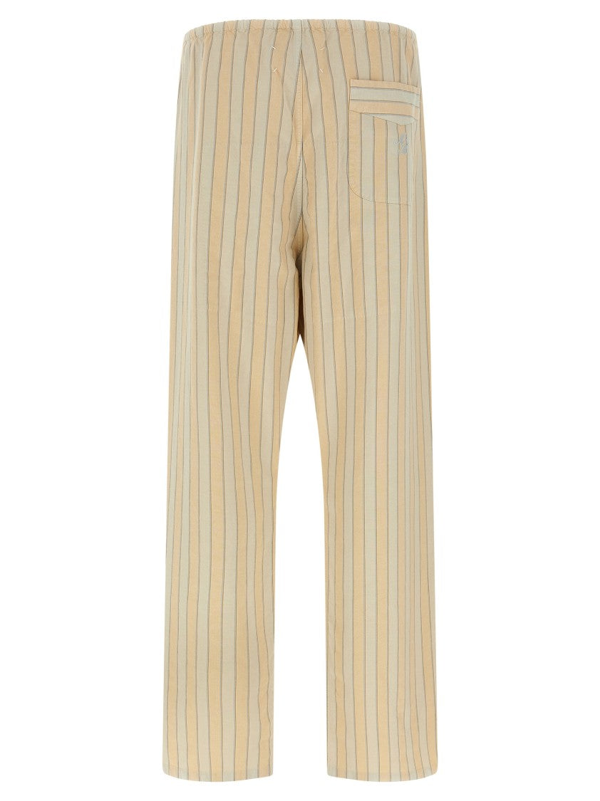 Maison Margiela Vertical Striped Cotton Pajama Pants With Relaxed Fit And Button Flap