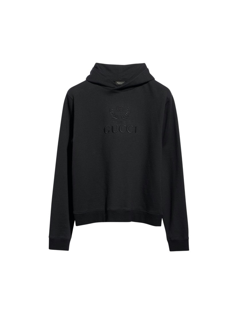 Gucci Hoodie Slim Embossed Logo Slim-Fit Black Hoodie