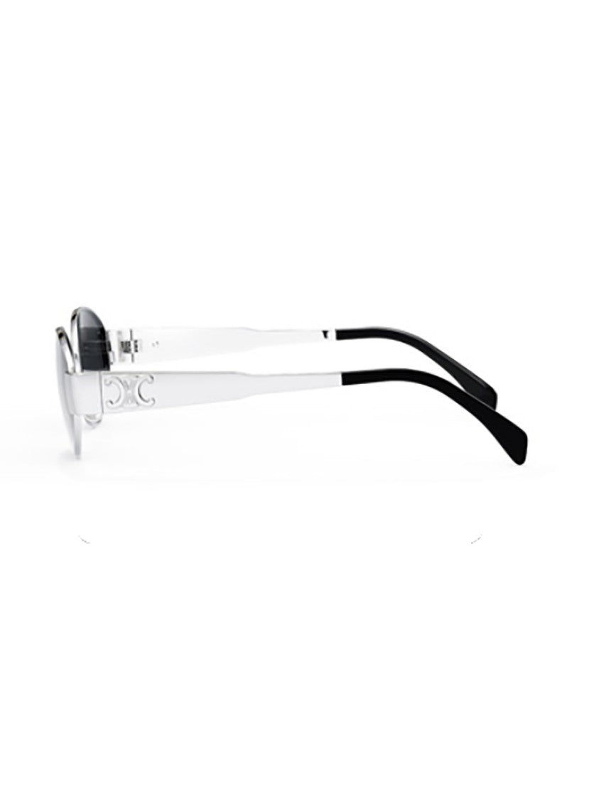 Celine Cl40235u Oval-Frame Polished Metallic Sunglasses