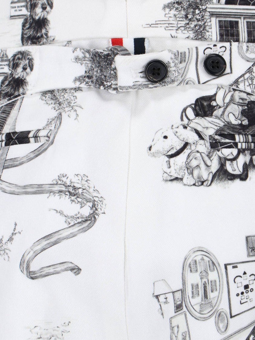 Thom Browne White Hector Toile Print Cotton Shorts