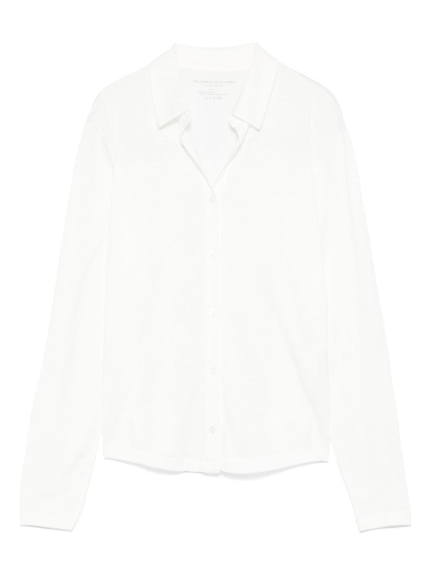 Majestic Filatures Long-Sleeved White Shirt With Classic Collar