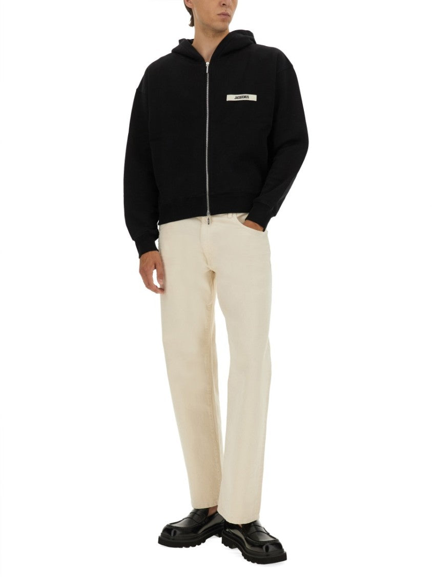 Jacquemus Minimalist Black Zip-Up Hoodie