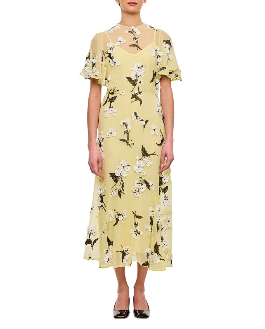Erdem Yellow Midi Cocktail Dress