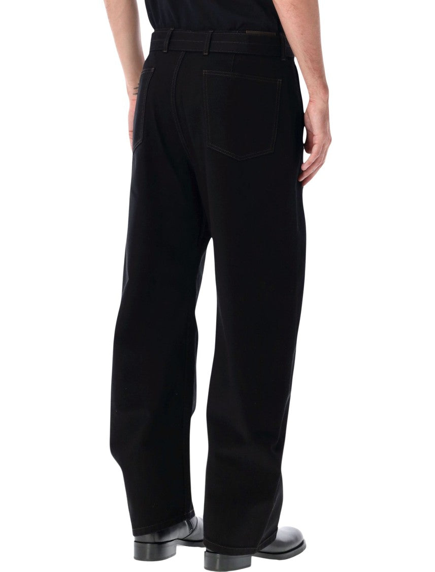 Lemaire Wide-Leg Twisted Design Pants With Matching Belt