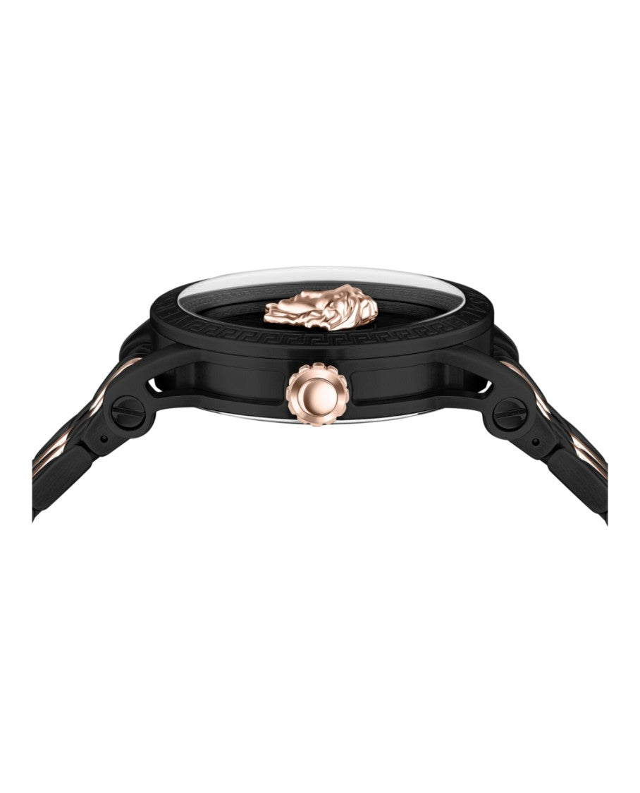 Versace Versace V-Code Bracelet Watch With Black Guilloche Dial