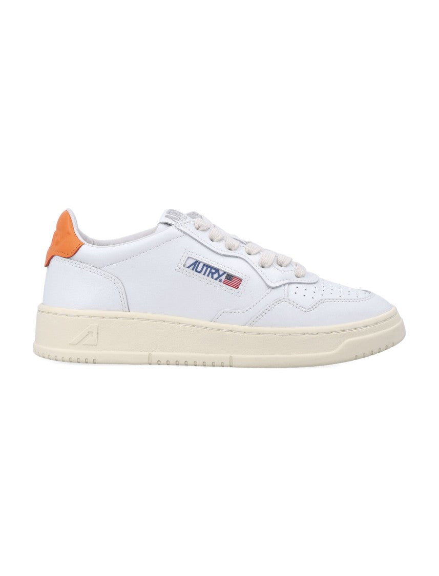 Autry Medalist Leather Low Sneakers White Orange