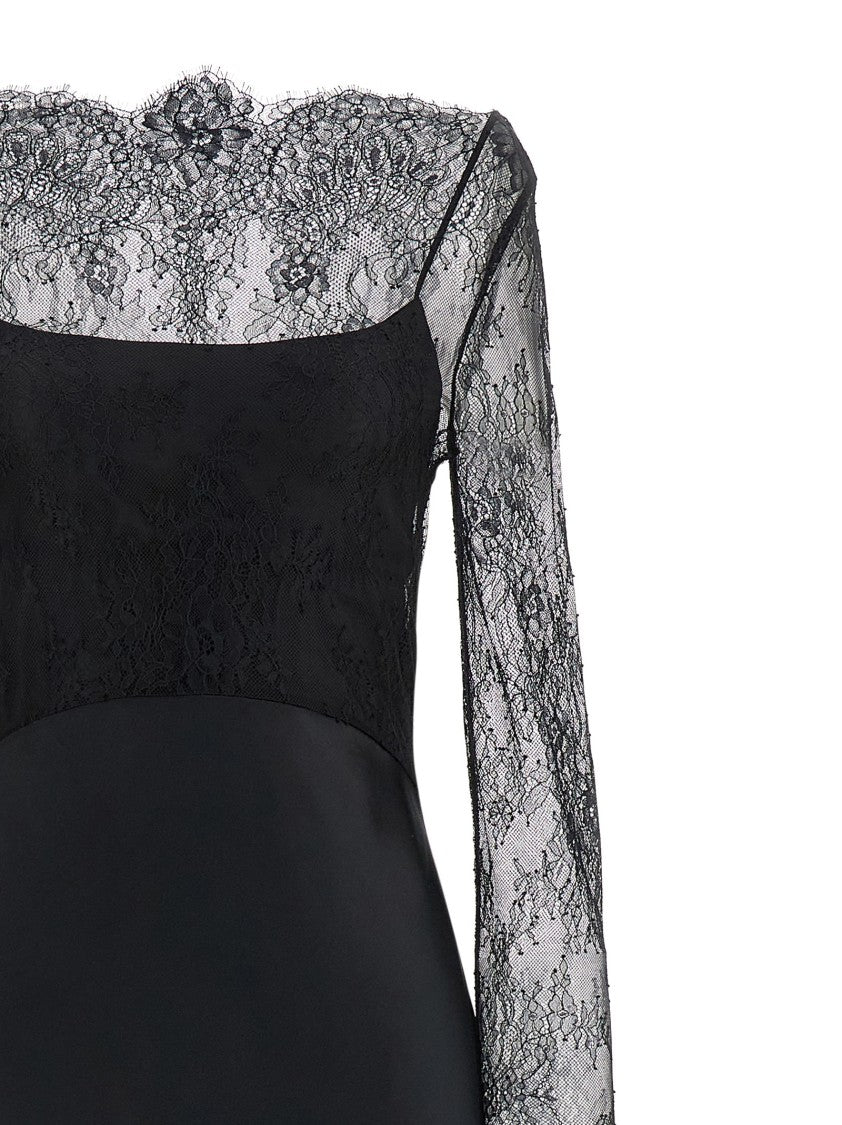 Alberta Ferretti Lace Satin Dress