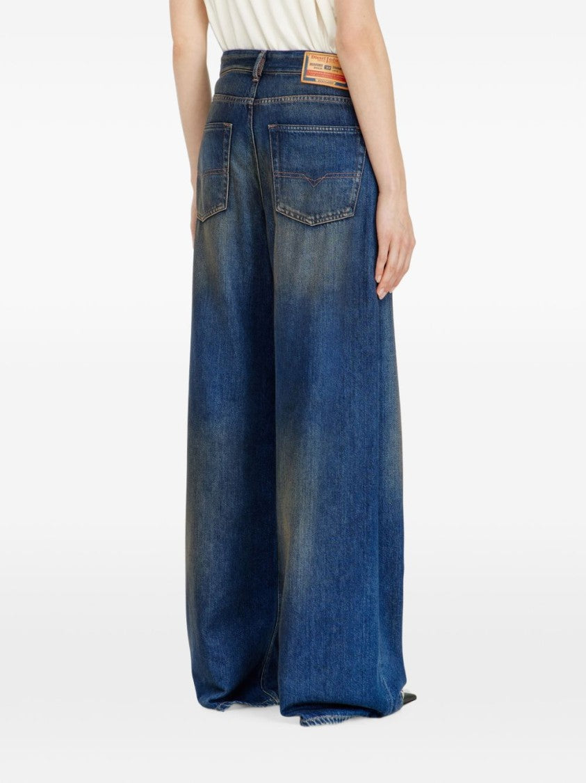 Diesel High-Waisted Wide-Leg Jeans With Vintage-Inspired Wash