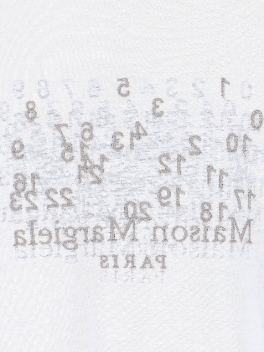 Maison Margiela Grey Cotton Crew Neck T-Shirt With Contrast Logo