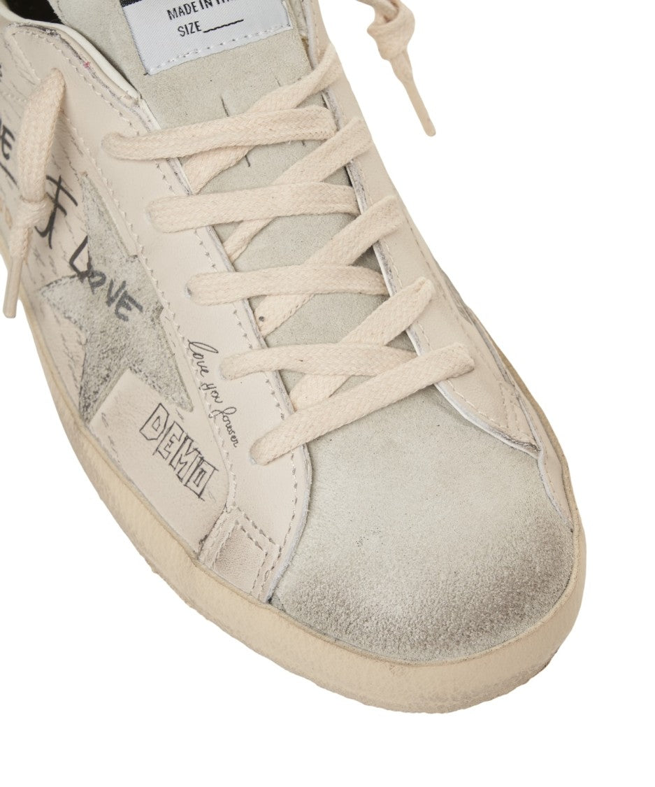 Golden Goose Distressed Leather Sneakers With Contrasting Heel Detail