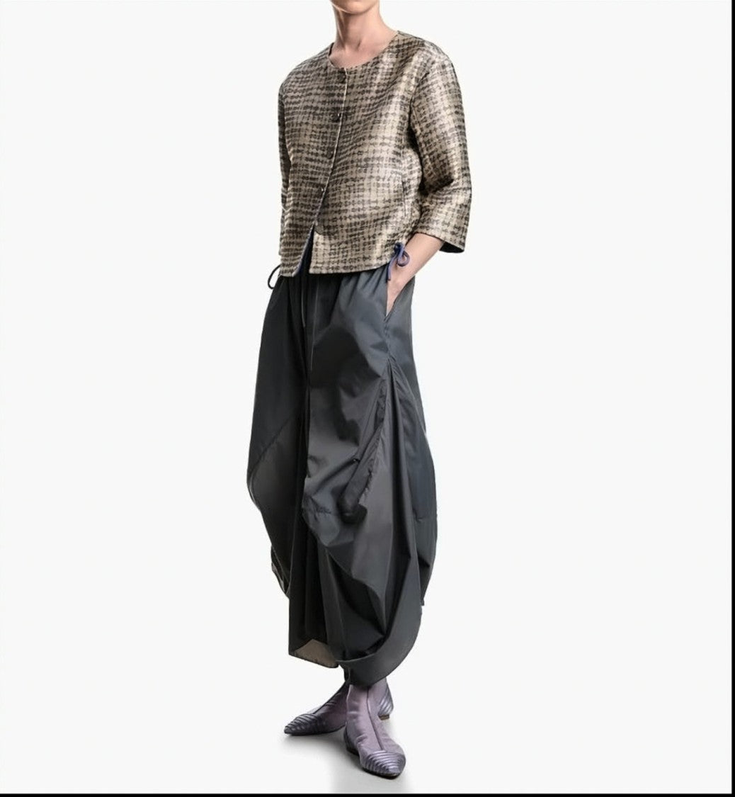 Emporio Armani Jacquard Geometric Pattern Boxy Fit Jacket